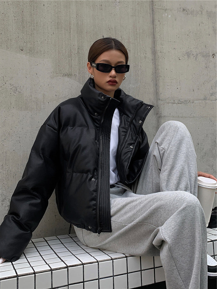 Women's Thickened Thermal Turtleneck Short Cotton Coat Jacket