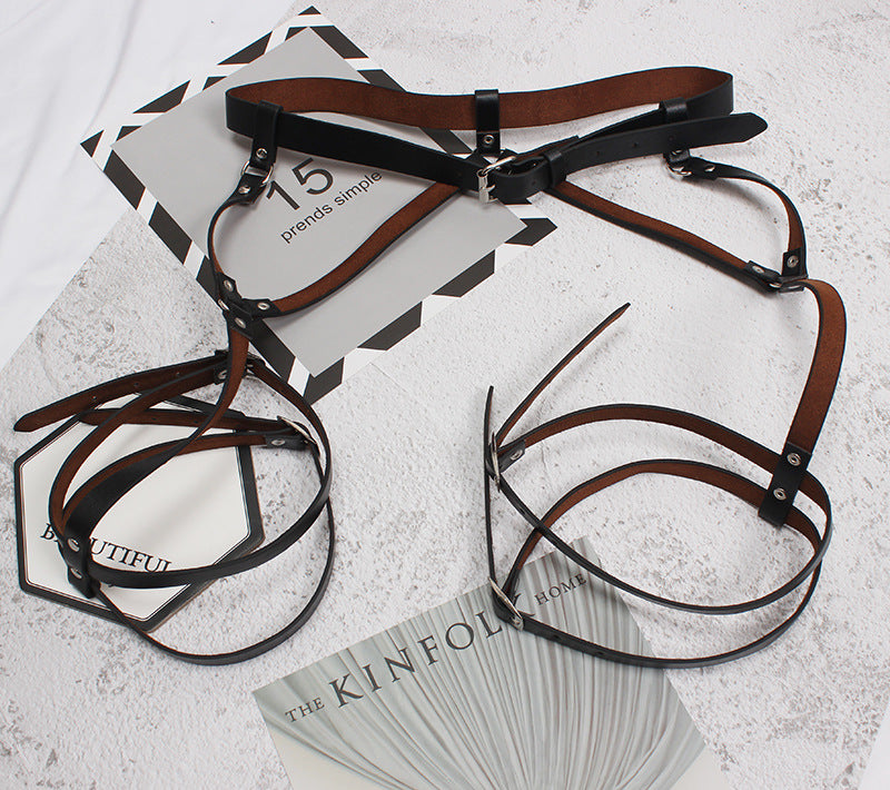 Dark Style Belt Street Punk Leather Metal Leg Ring Hip Hop