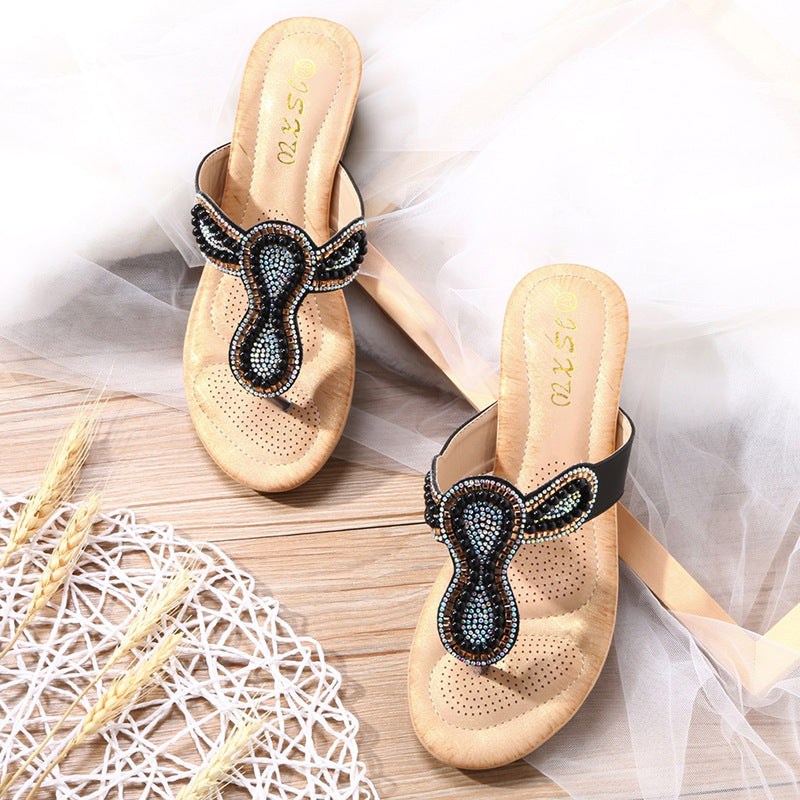 Women's shoes with rhinestone and pearl accessories