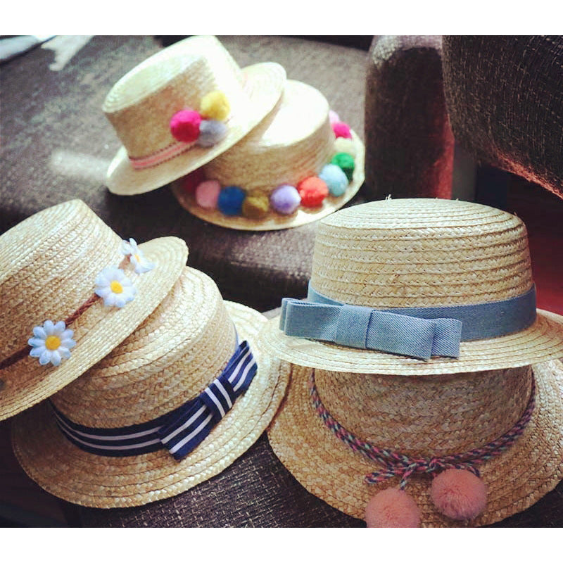 Mesh Polka Dot Bow Straw Women's Straw Hat