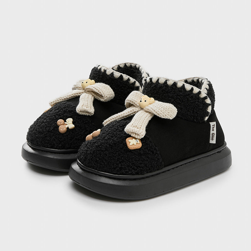 Height Increasing Non-slip Thick Bottom And Warm Keeping Cotton Slippers
