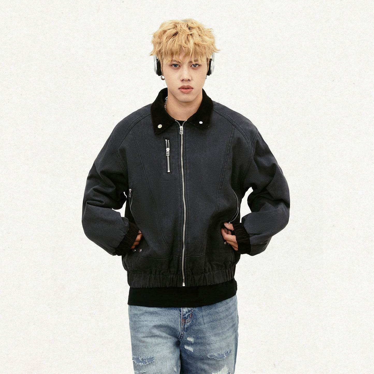 Denim Lapel Thickening Jacket Men