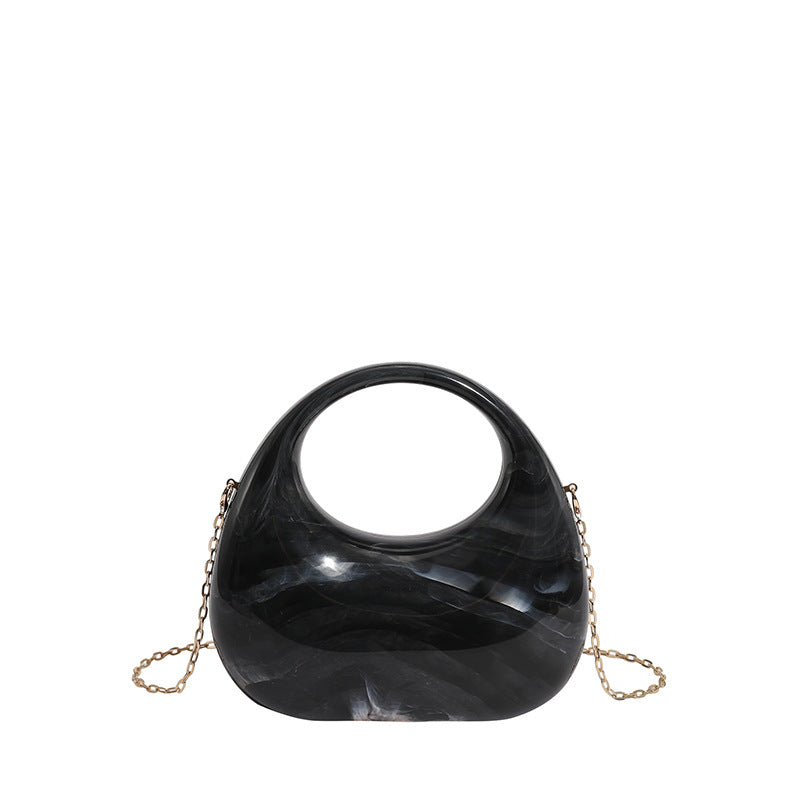 Womens Evening Handbag With A Moon-shaped Underarm Design  Acrylic Box Bag,
