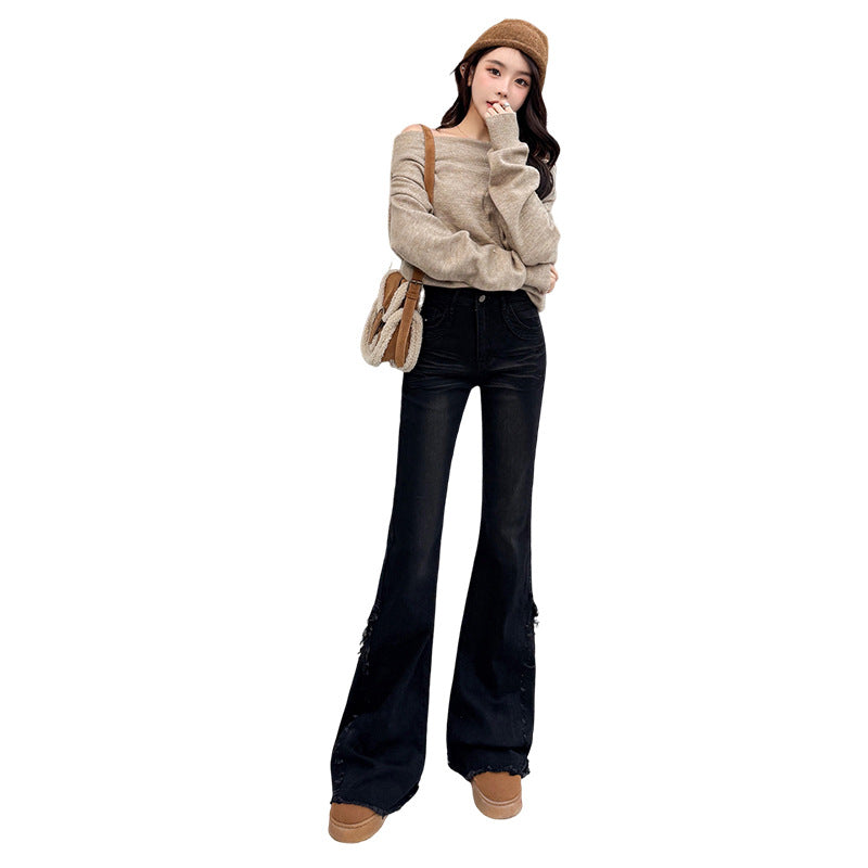 Frynset Burr Skinny Jeans til Kvinder Forår Retro