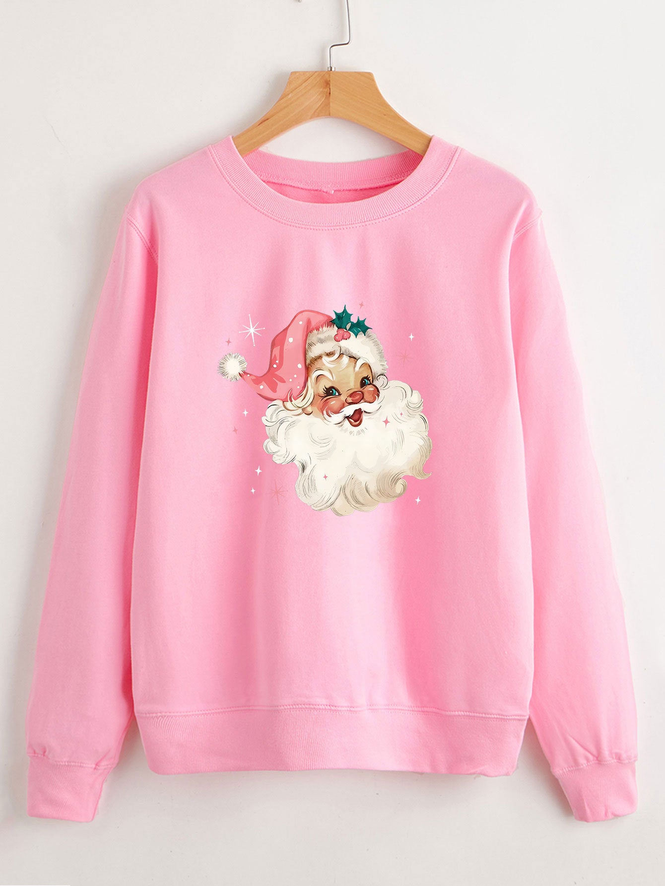 Julemand Mønster Rundhalset Langærmet Dame Sweater