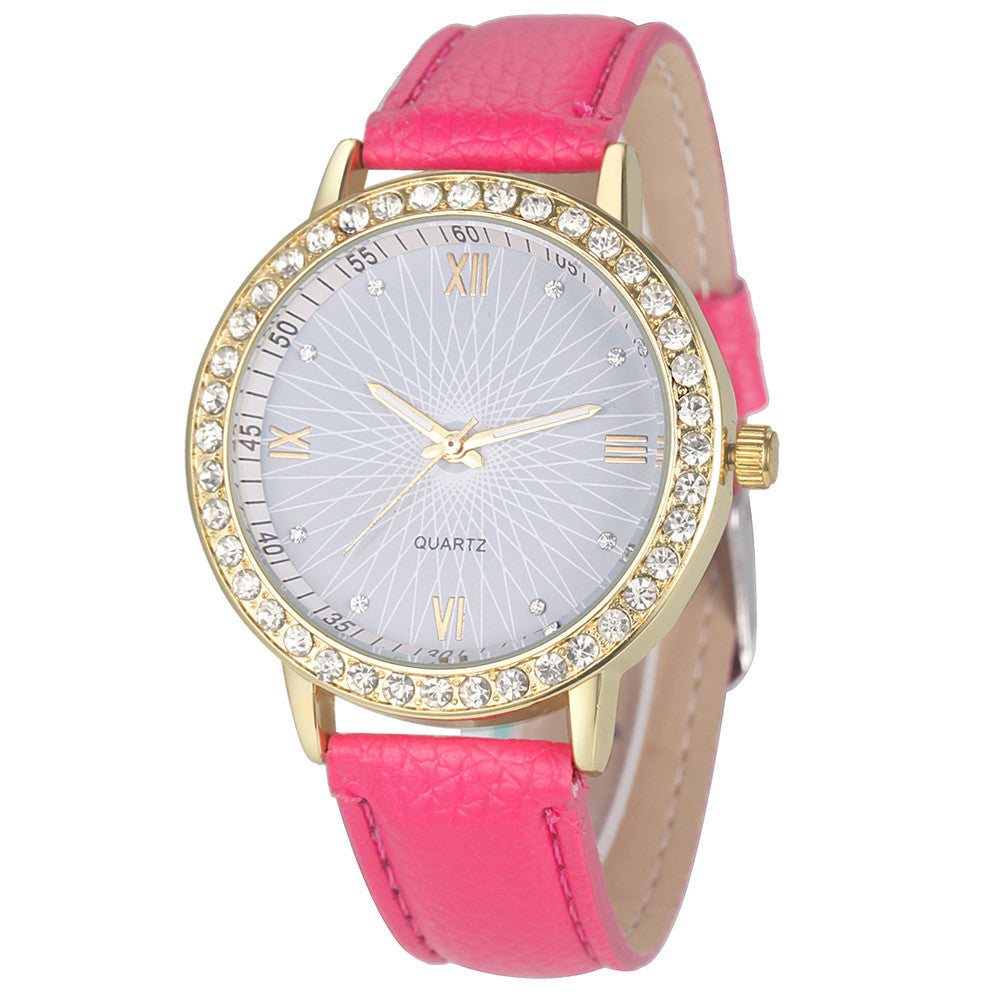 Women's watch sun face quartz watch personality rhinestone decoration fashion watch