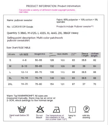 Ladies New Color Matching Long-sleeved Sweater