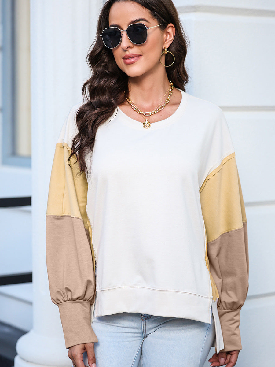Ladies New Color Matching Long-sleeved Sweater
