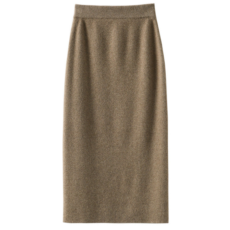 Dame Uld Fire-flade Tyk Nederdel Efterår og Vinter Cashmere Strikket Kjole Slankende Nederdel Lige