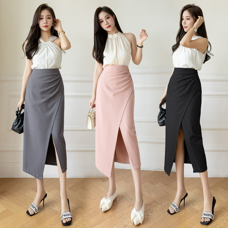 High Waist Slit Sheath Skirt For Women Simple And Thin All-matching