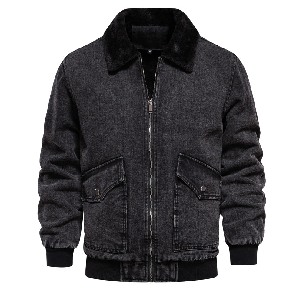 Autumn And Winter New Fleece-lined Denim Coat Jacket