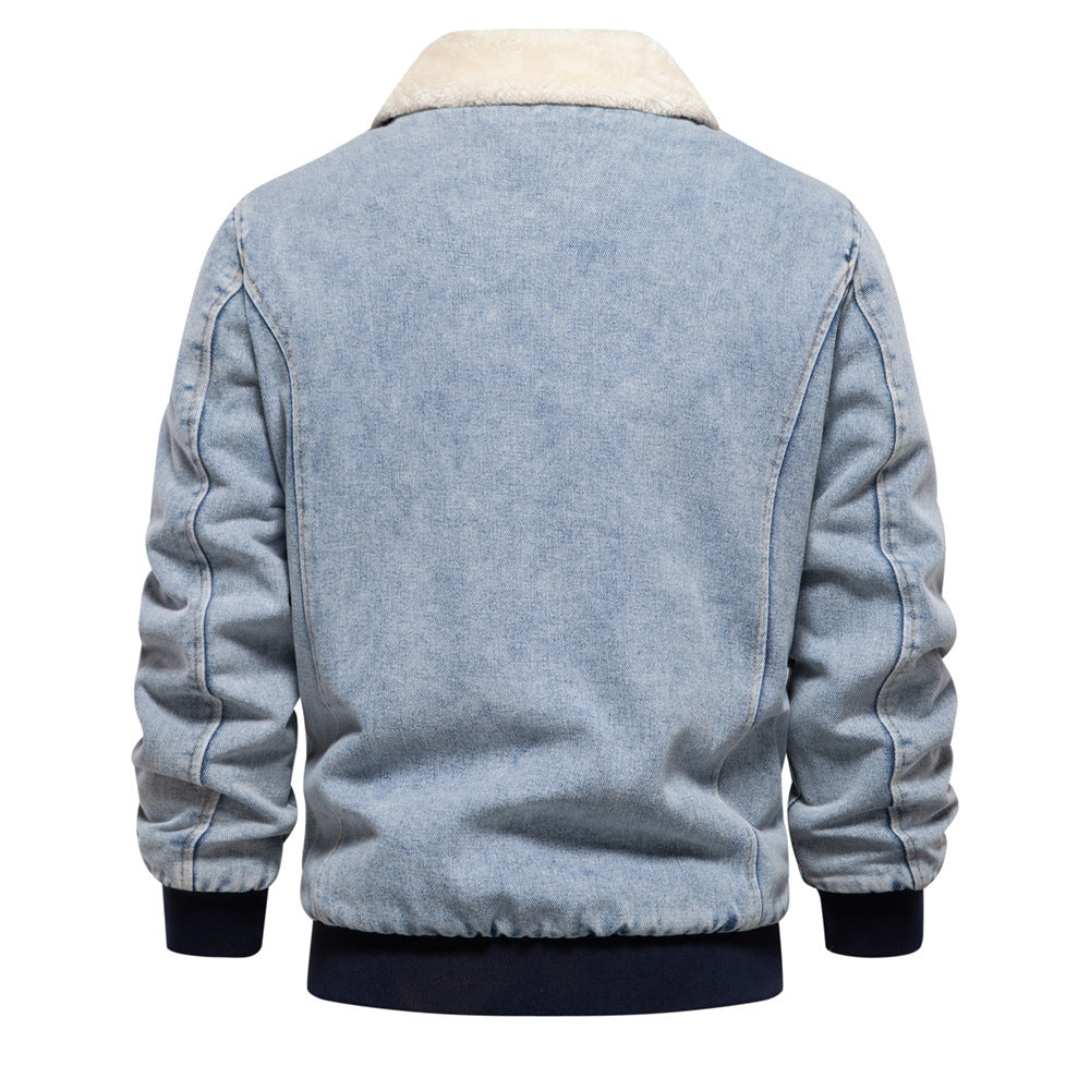 Autumn And Winter New Fleece-lined Denim Coat Jacket