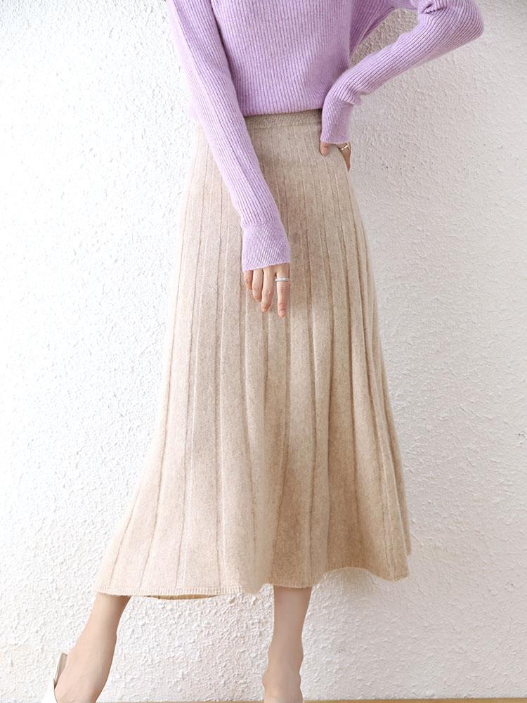 Women's Mid-length Pure Wool Thickened Skirt
