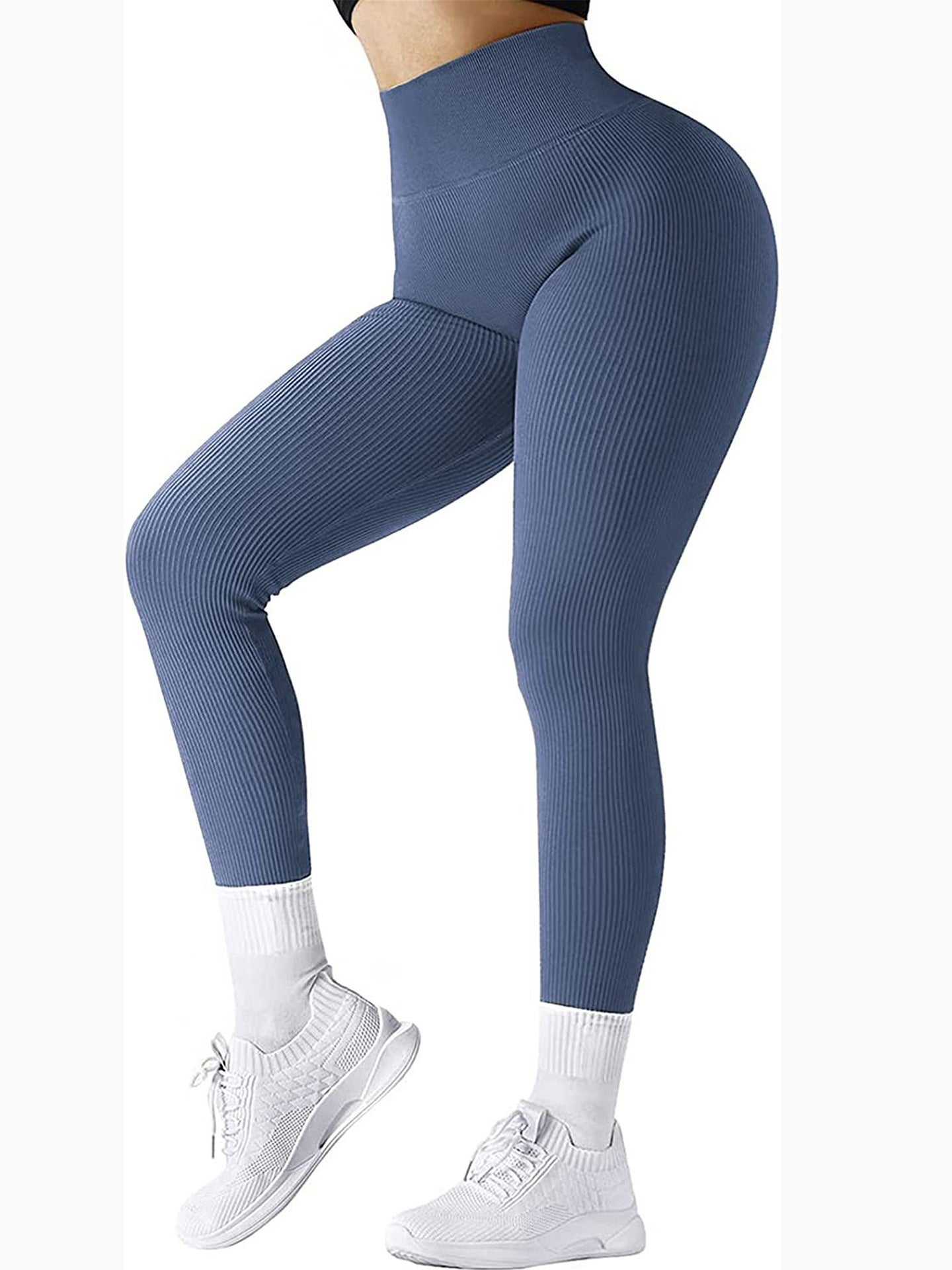 Rib Peach Hip Seamless Yoga Pants High Waist Belly Contracting