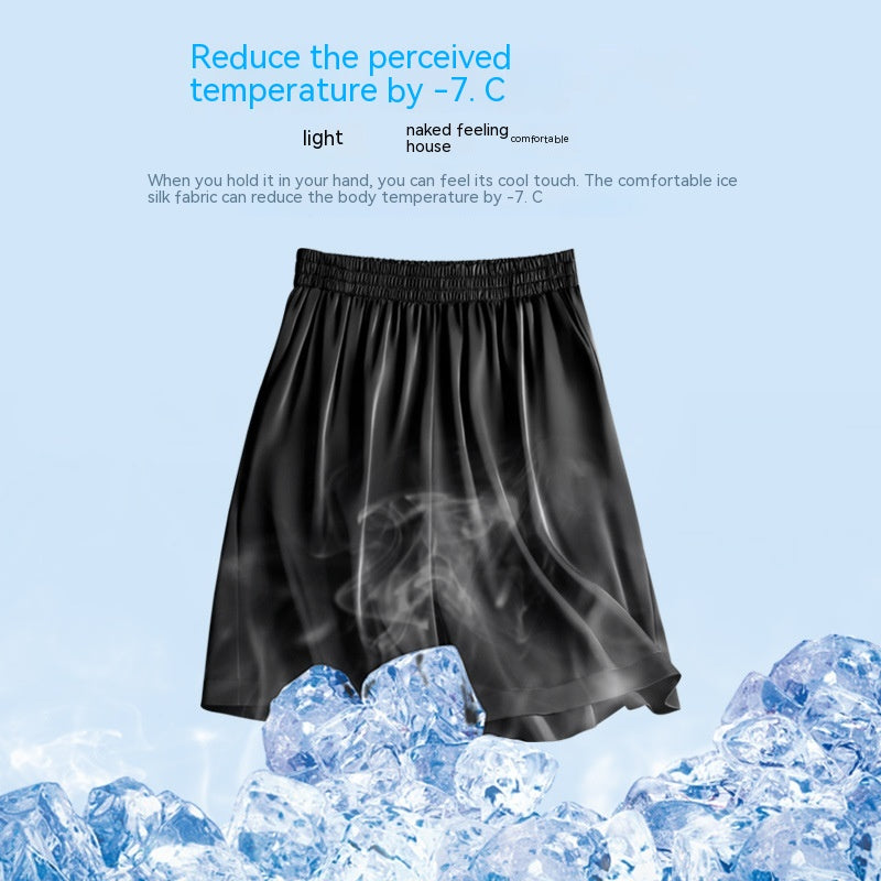 High Waist Ice Silk Acetate Shorts Women's Summer Thin Satin