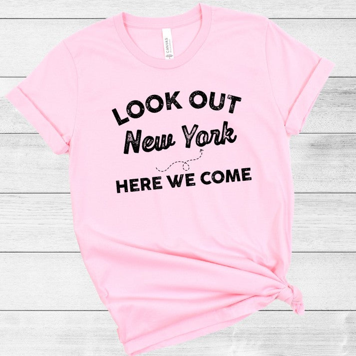 Europæisk og amerikansk look ud New York-bogstaver trykt afslappet T-shirt med rund hals