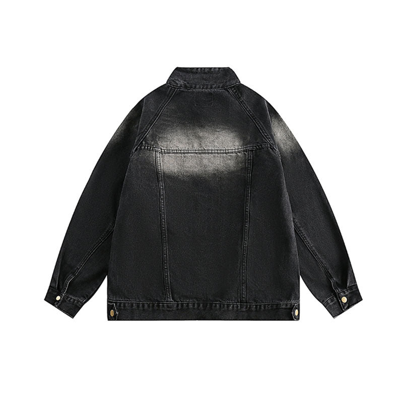 American High Street Retro Heavy Industry Washed Denim Jacket Men And Women Street Pullover Top