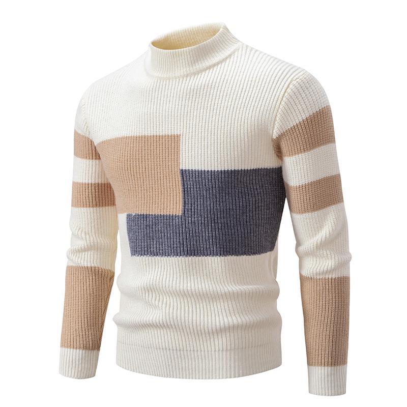 Herre Strikmode Farveblok Koreansk Stil Rullekrave Sweater Indersweater Mode