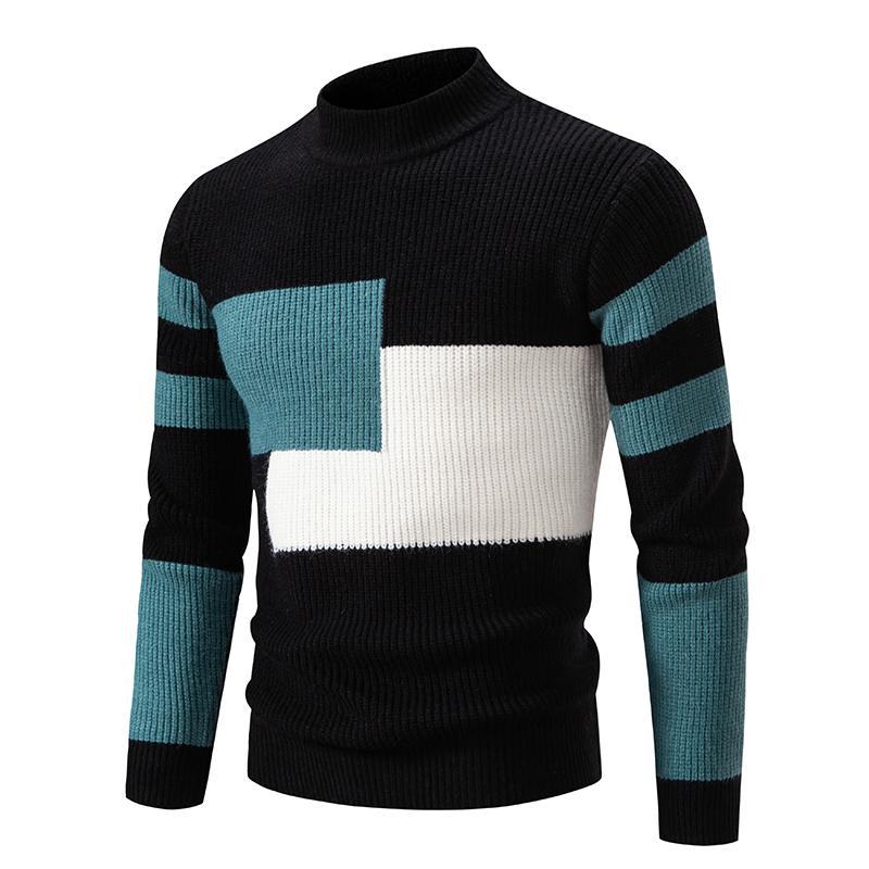 Herre Strikmode Farveblok Koreansk Stil Rullekrave Sweater Indersweater Mode