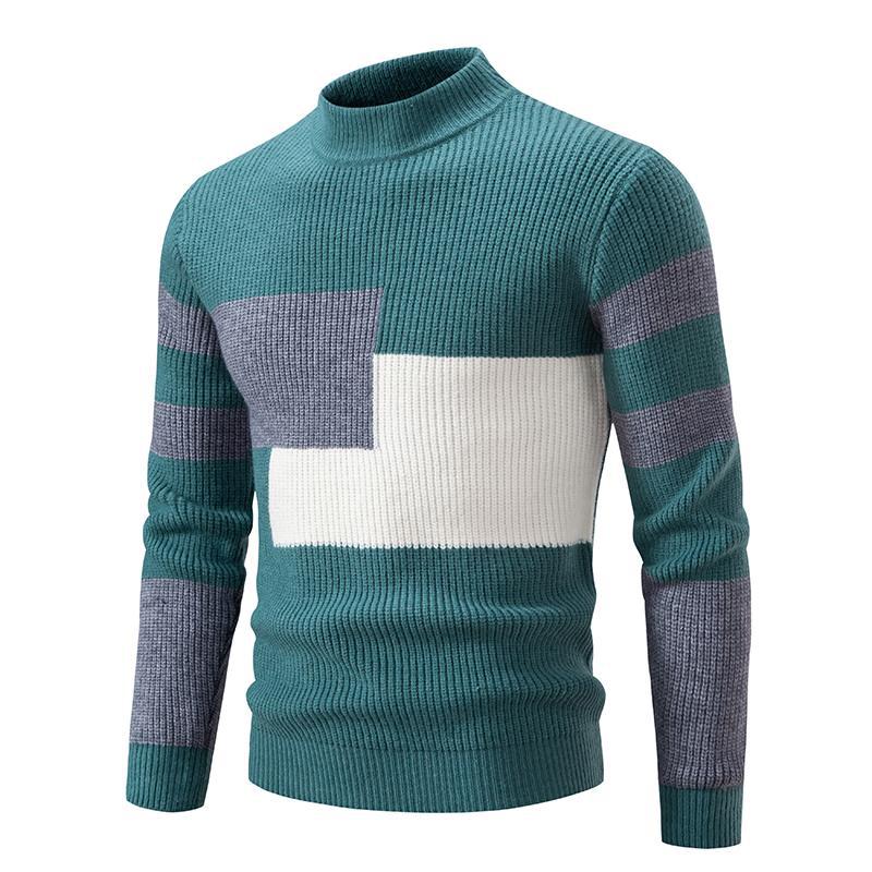 Herre Strikmode Farveblok Koreansk Stil Rullekrave Sweater Indersweater Mode