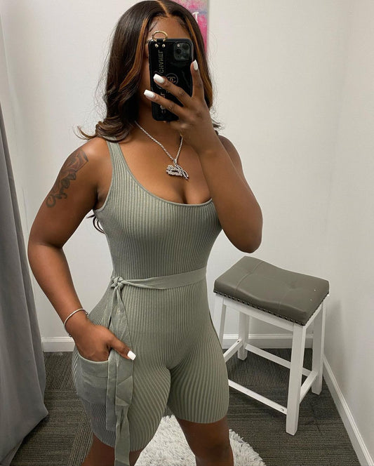 Dames Effen Kleur Pit Strip Strakke Jumpsuit Met Korte Mouwen