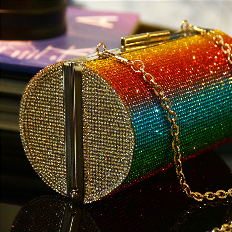 Regnbue Rhinestone Pung Aften Taske