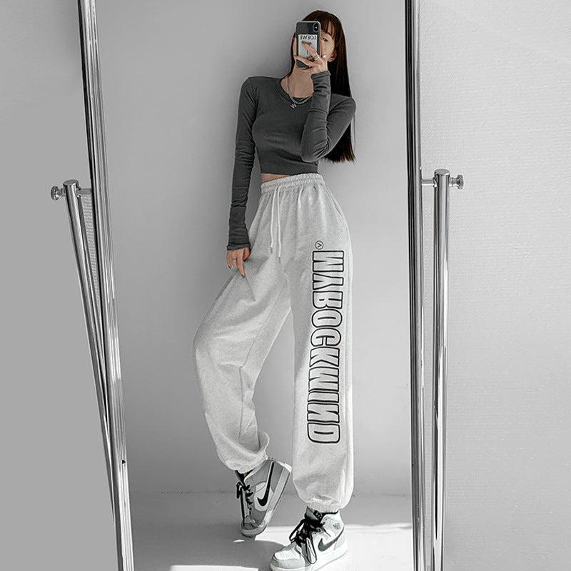 Women's American Street Style Sports Style With Letters Trousers