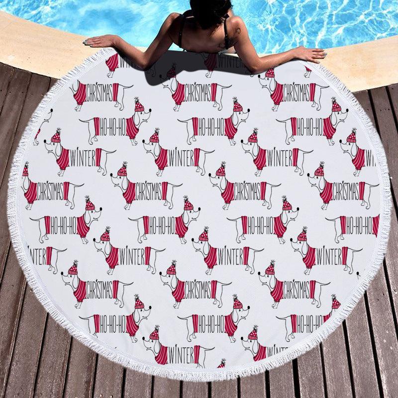 Round printed beach towel
