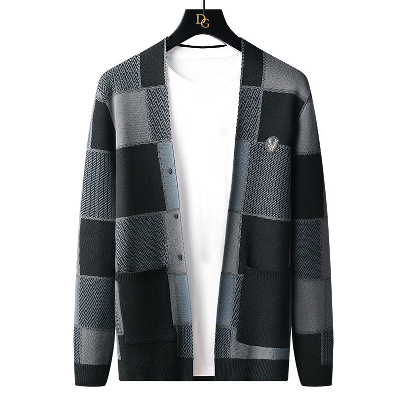 Herre Fritidsjakke Sjal Sweater Langærmet Strikket Cardigan