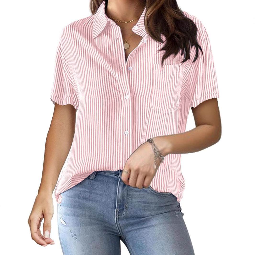 New Casual Striped Cardigan Top With A Printed Pattern