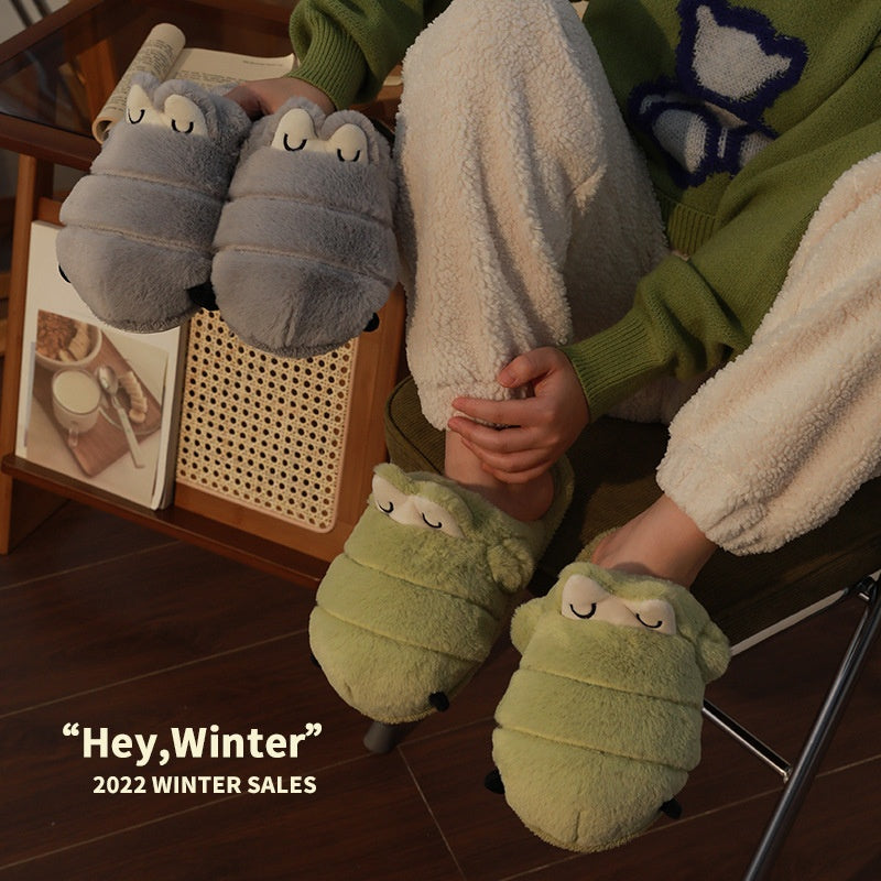 Female Winter Cute Cartoon Interior Home Couple Warm Plush Comfortable Student Fluffy Slippers