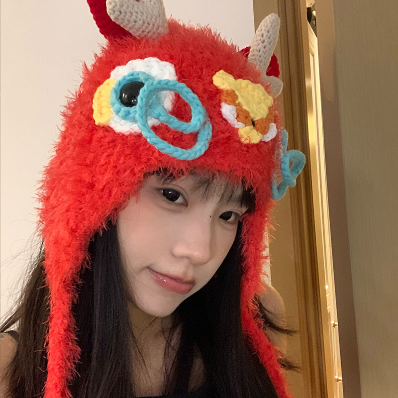 Casual Cartoon Personality All-match Earflaps Head-wrapping Hat
