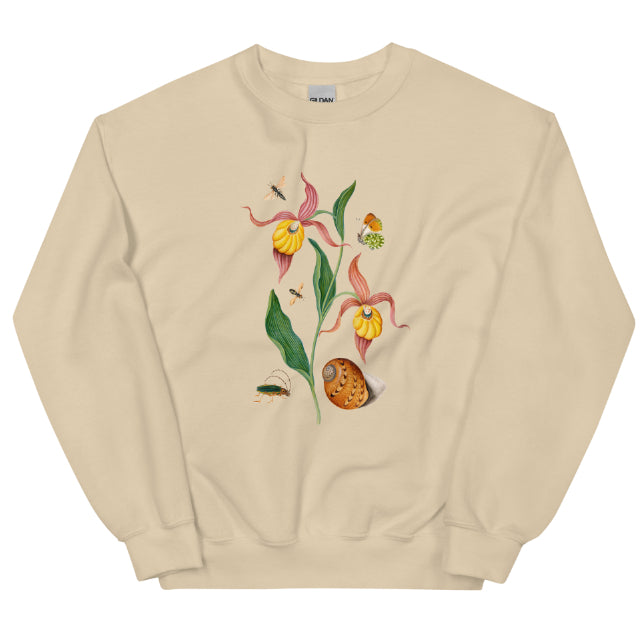 Orchid Flower And Friends Sweatshirt European American Fashion Floral Print Crew Neck Autumn Winter Sweater
