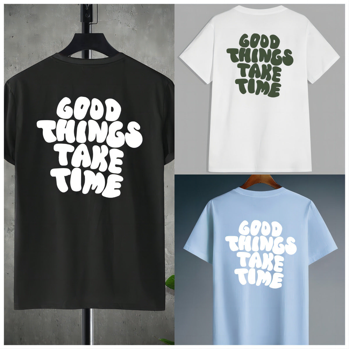 Dame T-shirt med tryk, rund hals og løse korte ærmer