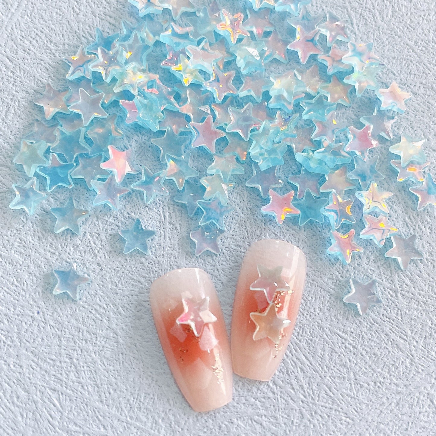 New Online Red Ice Transparent Colorful Five-pointed Star Nail Ornament Colorful And Fresh XINGX Diy Resin Nail Accessories