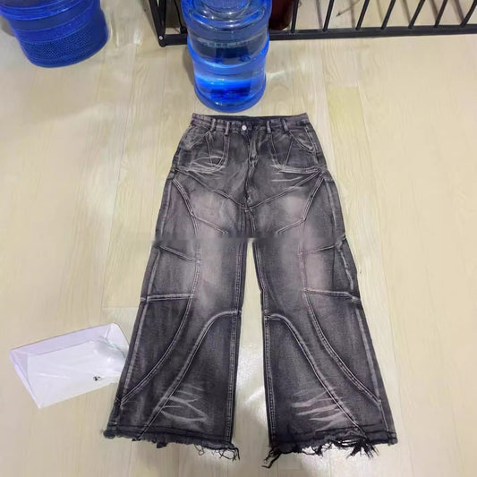 Casual Retro Washed Wide Leg Straight Jeans