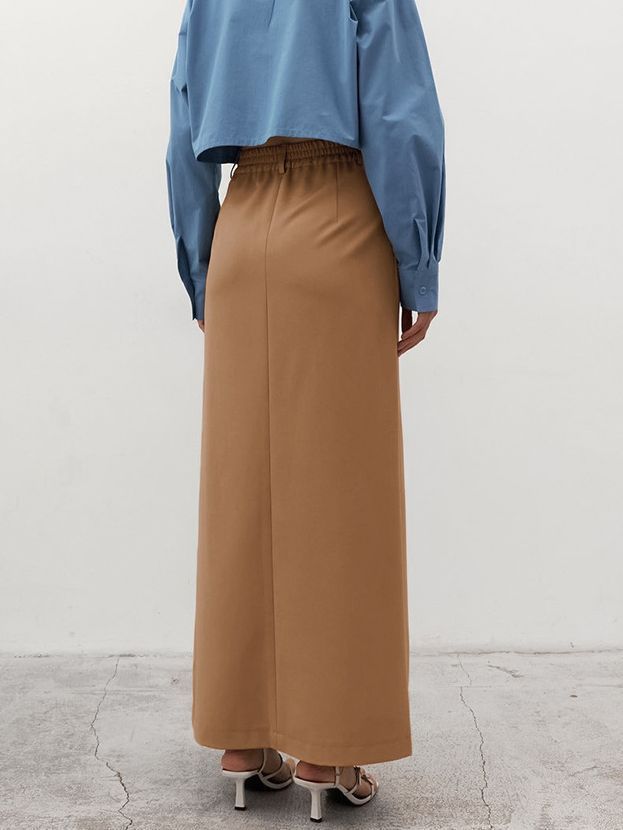 French Style Khaki Slimming And Straight Skirt Women's Commuter Drape Slit Dress