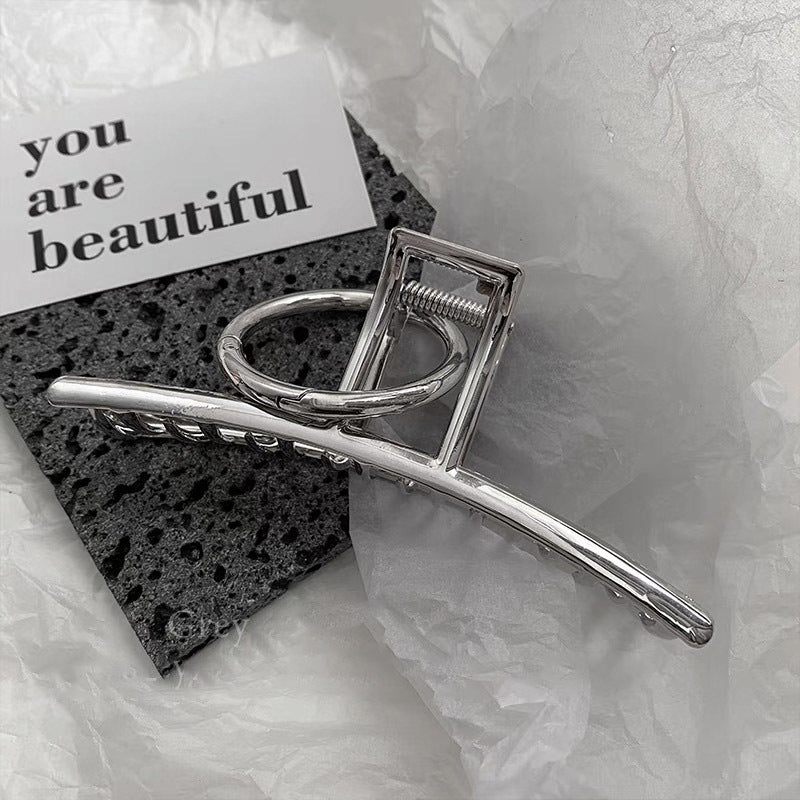 Metal Silver Hanging Ring Barrettes