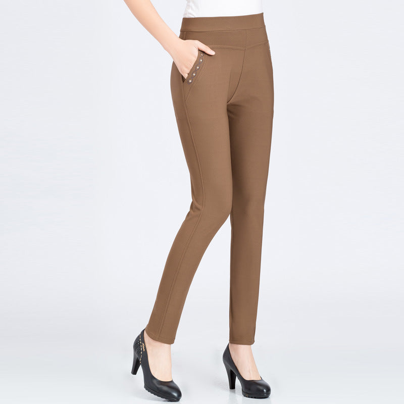 High Waist Pencil Slim Lace Pocket Leggings Pants