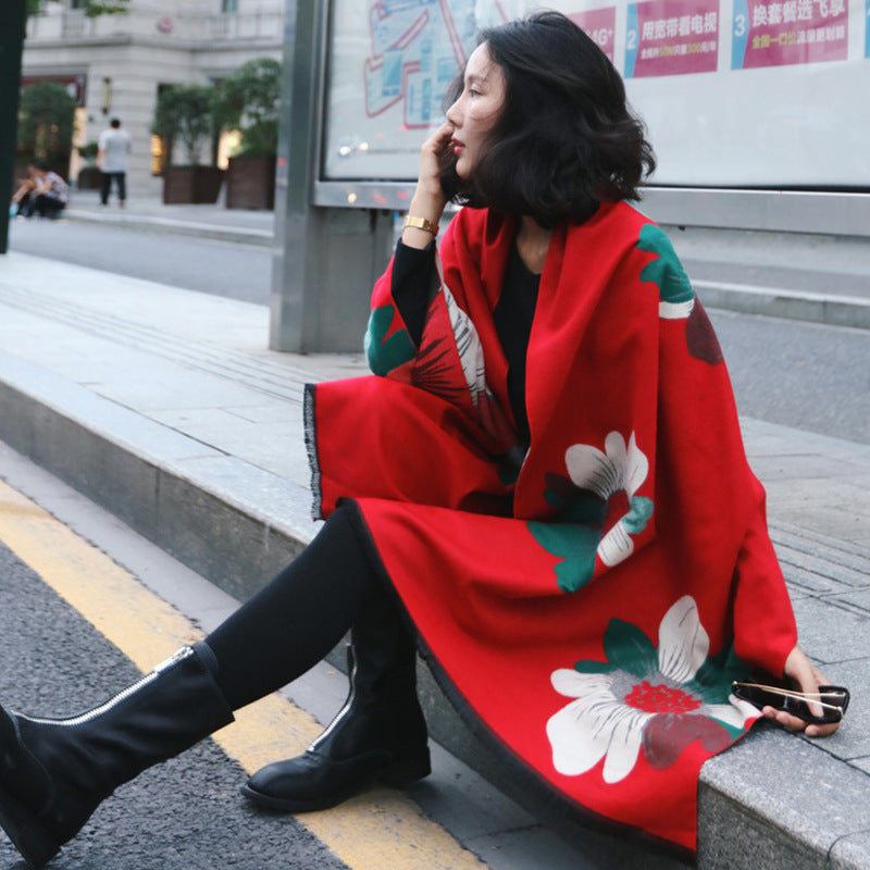 Women's double-faced jacquard cashmere scarf