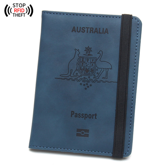 Anti-magnetic Australia Passport Case Multiple Card Slots Rubber Band Strap Passport Jacket