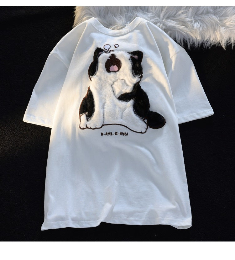 Japansk retro søvnig kat flokket T-shirt