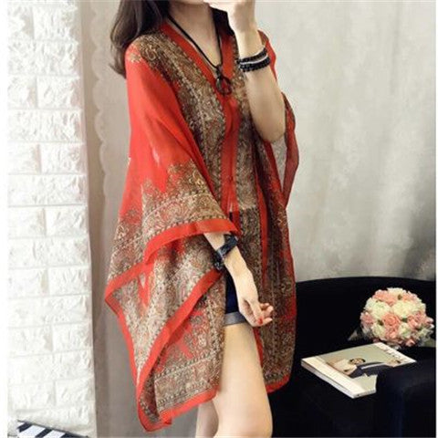 Fashionable Women's Multifunctional Printed Chiffon Shawl