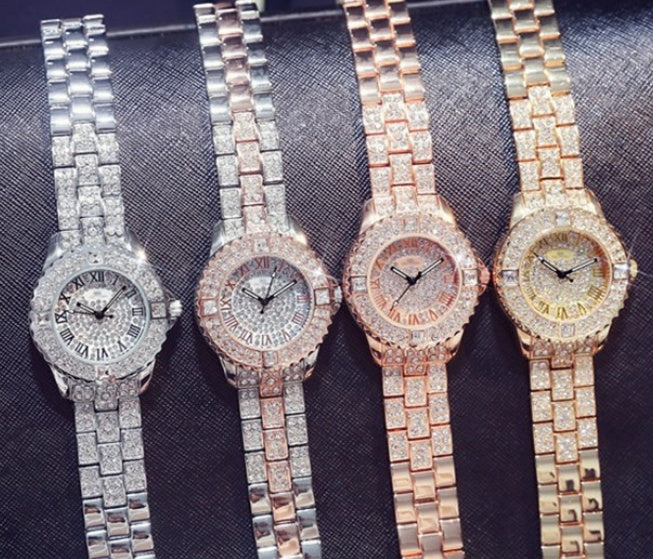 Nye Dame Rhinestone Ure Dame Kjole Dameur Diamant Luksus Mærke Armbåndsur Dame Krystal Kvarts Ure