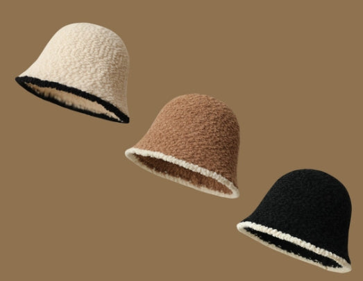 Lamb Roll Color Matching Basin Cap Feminine Temperament