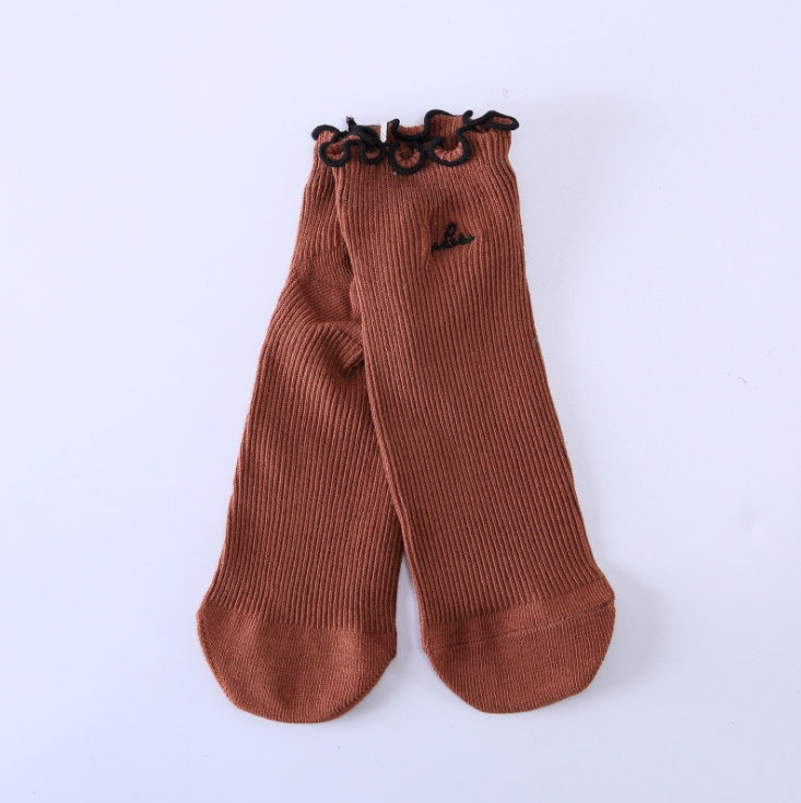 Loose mouth stockings embroidered fungus stockings