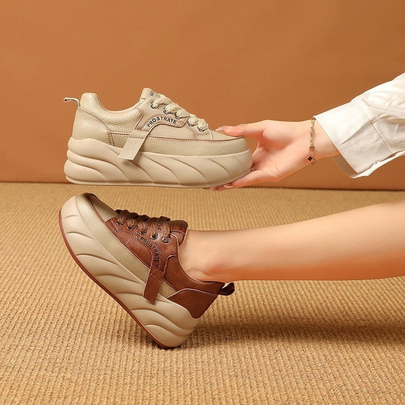 Leather Low-top Women's Lace-up Sports Casual Shoes