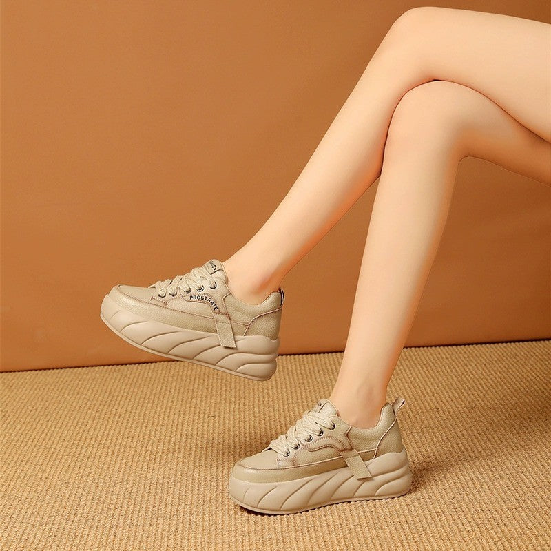 Leather Low-top Women's Lace-up Sports Casual Shoes
