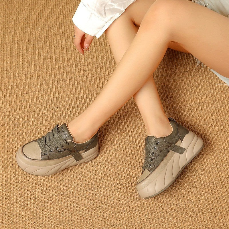 Leather Low-top Women's Lace-up Sports Casual Shoes