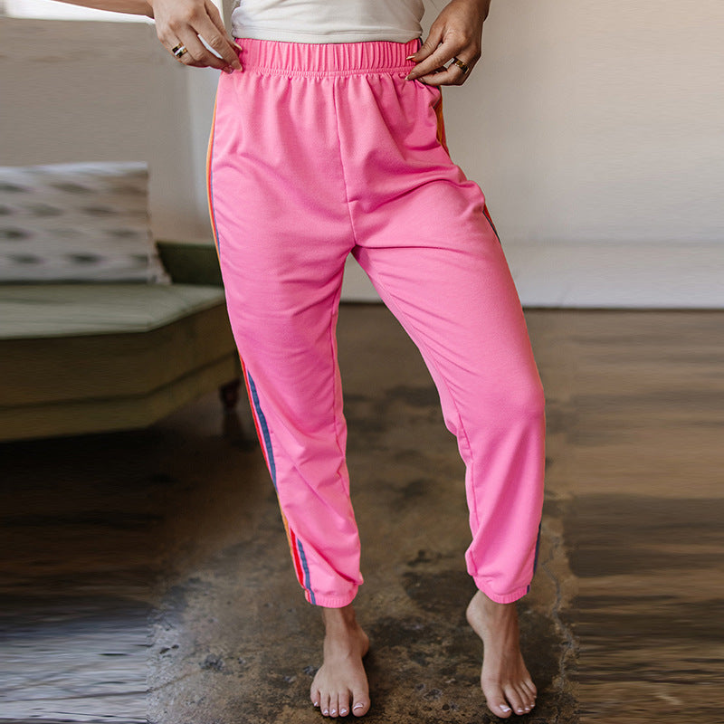 All-match Color Matching Ankle Banded Pants